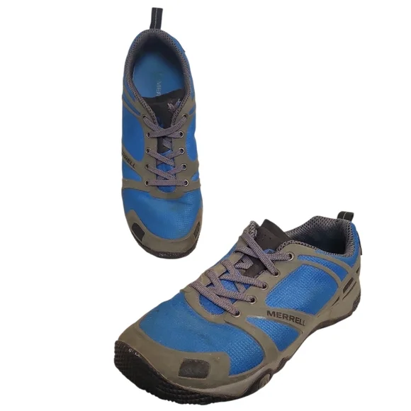 Merrell Apollo Blue Gray Minimalist Athletic Shoes Size 12